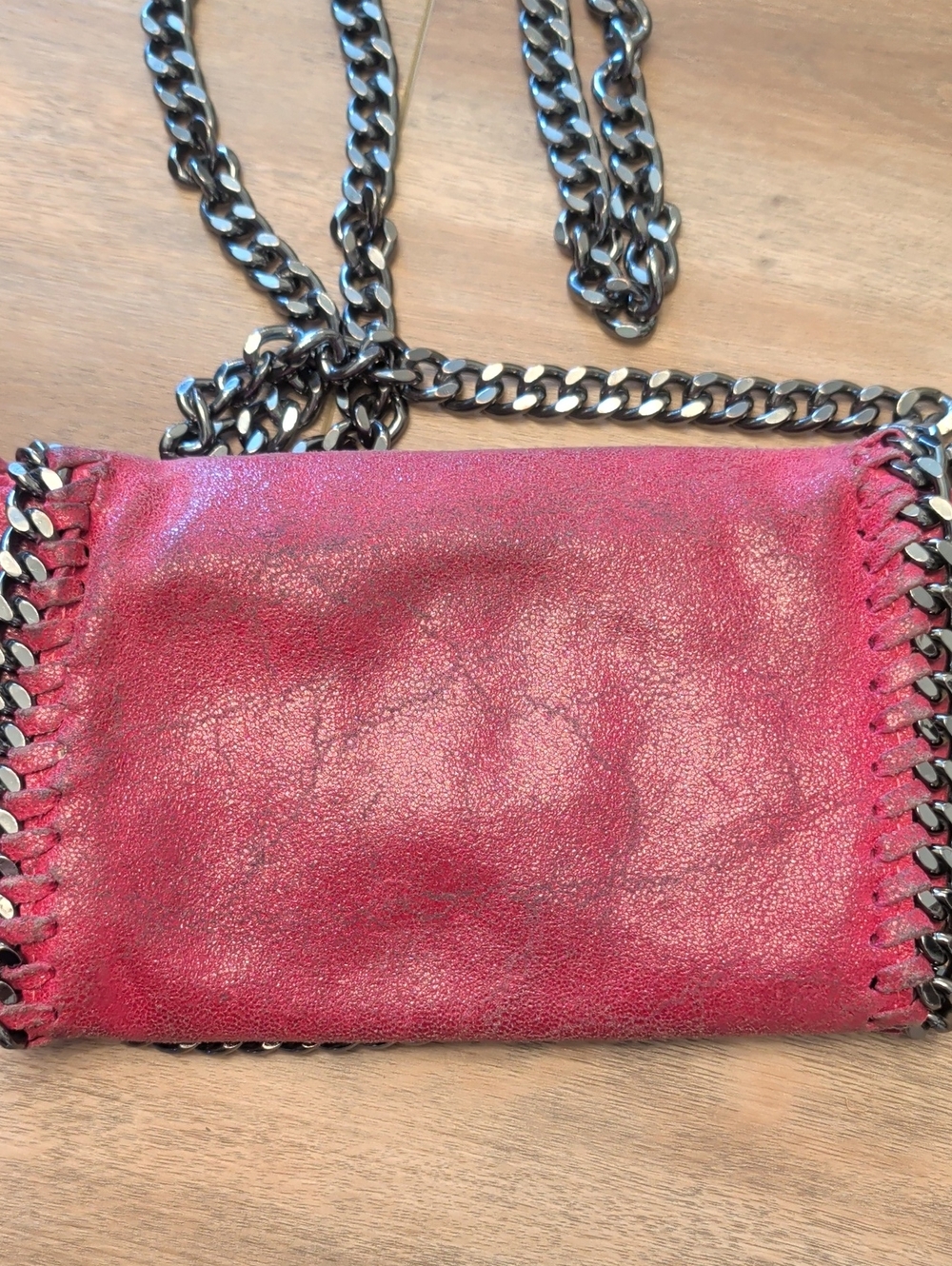 Pink Leather Chain-Trim Crossbody Bag - Picture 8 of 8